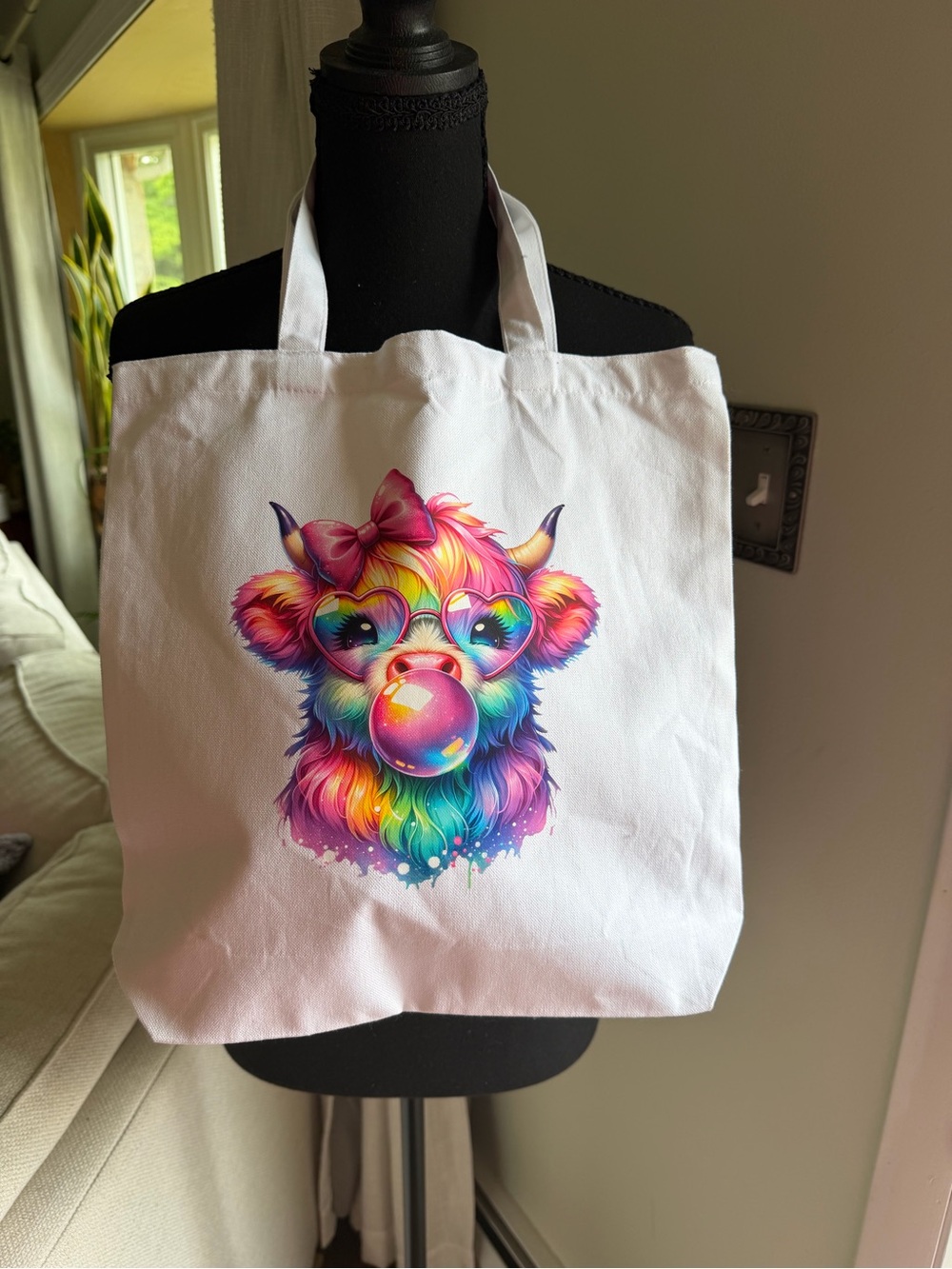 Colorful Rainbow Cow Bubble Tote Bag Made With Love By Me